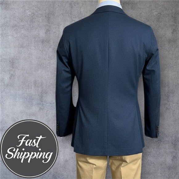 BANANA REPUBLIC Italian Fabric Slim fit 38R Mens Blazer Sport Coat Navy Jacket - Picture 2 of 13